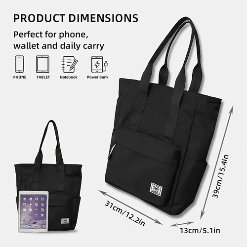 Imagen 2 del producto Bolso de hombro Simple para hombre, bolsos Oxford de gran capacidad con asa superior, bolsos con múltiples bolsillos para estudiantes, poner el libro