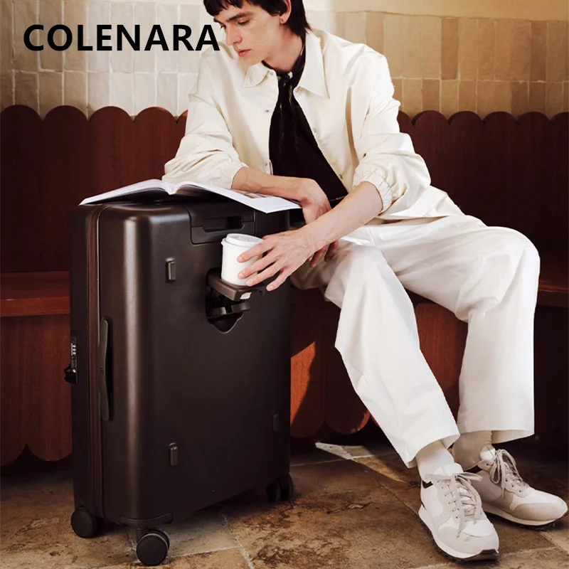 

COLENARA Travel Luggage Front Opening Laptop Boarding Case Multifunctional Trolley Case 20"25 Inch Universal Wheel Suitcase
