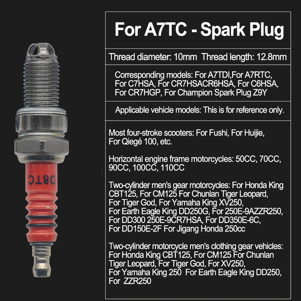1Pcs Motorcycle Spark-Plug High Performance 3-Electrode A7TC Motorcycle Ignition System For GY6  For 50CC 70CC Auto Wear Parts