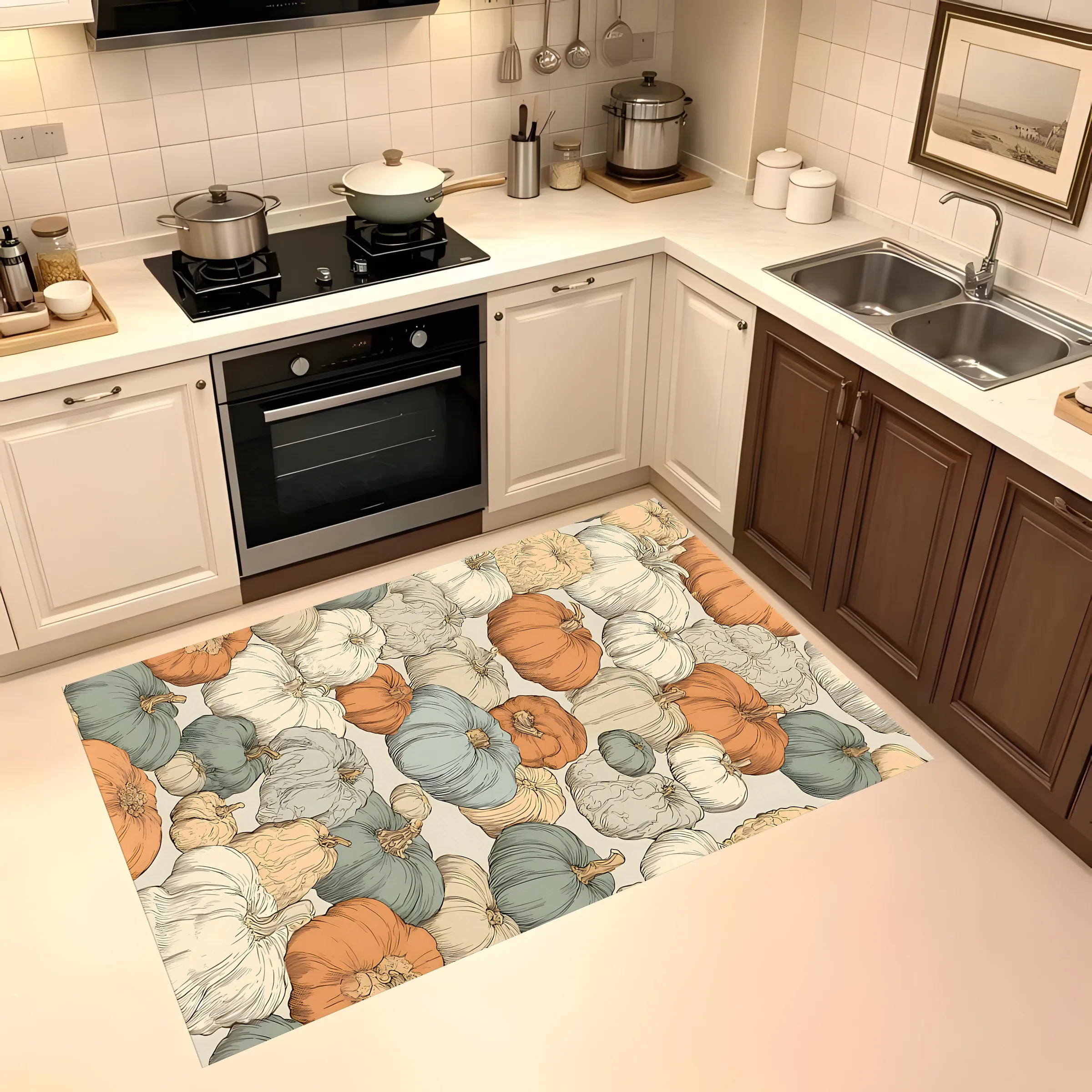 Large Area Rug Morandi Color Pumpkin Print Soft Velvet Living Room Bedroom Home Decor Area Rug
