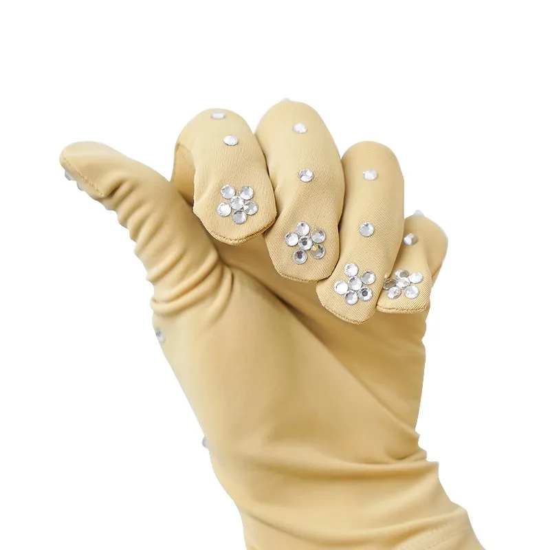 customized figure skating gloves for girls adults hot stamping magic anti slip imitation nail drill gymnastics accessories