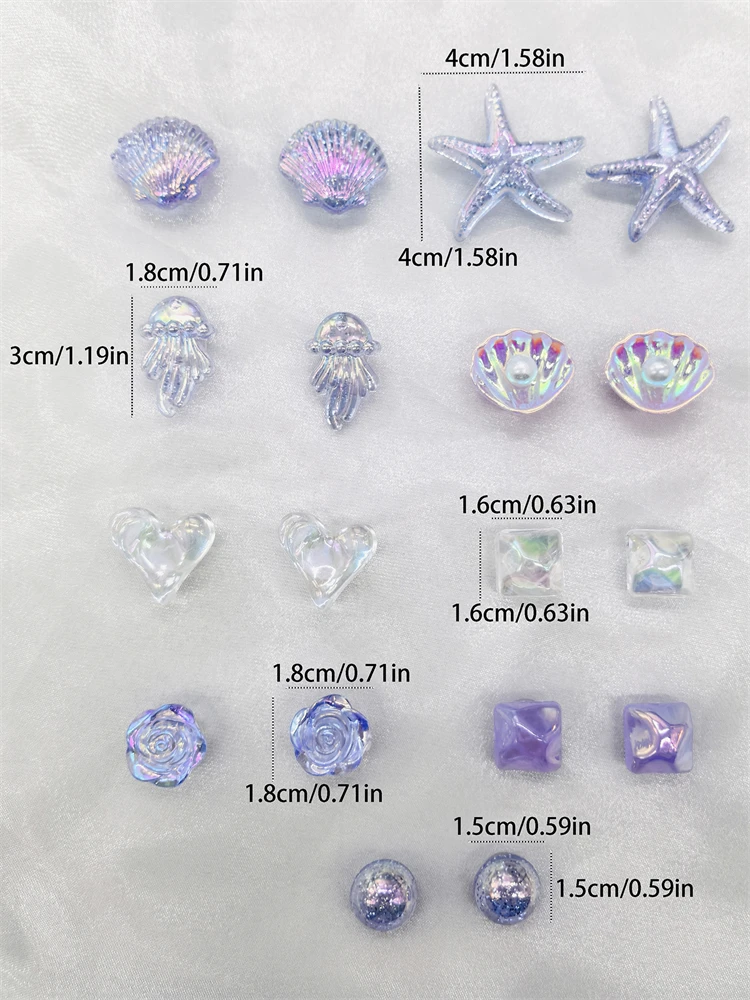 18 Stück Transparente Seestern- und Muschel-Schuhcharms DIY-Dekorationen Blumen-Clogs Schuhschnallen Zubehör Oktopus-Schuhclips Dekor – Detail 2