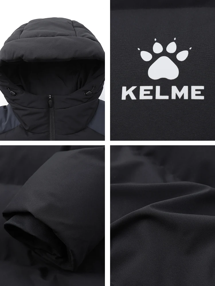 Kelme Long Sports Cotton Jacket Men\'s Winter Football Training Coat Windproof And Warm Cotton Jacket Outdoor Thick Coat Утепленн