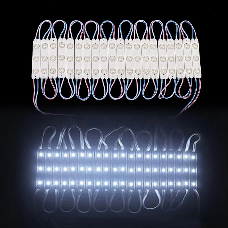 

20pcs New 1.5W DC12V 2835 SMD 3 LED Module Injection Waterproof IP67 Decorative 2835 Hard Strip Bar Light Lamp Cool White
