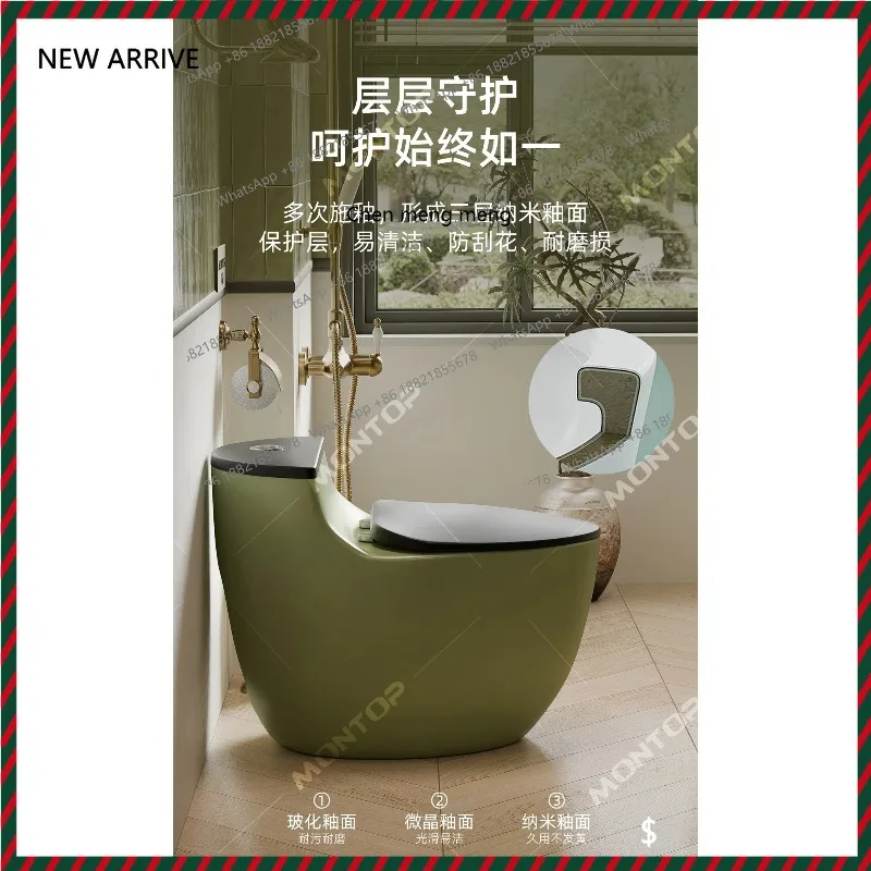

European retro green siphon ceramic toilet anti-blocking and splash-proof household toilet