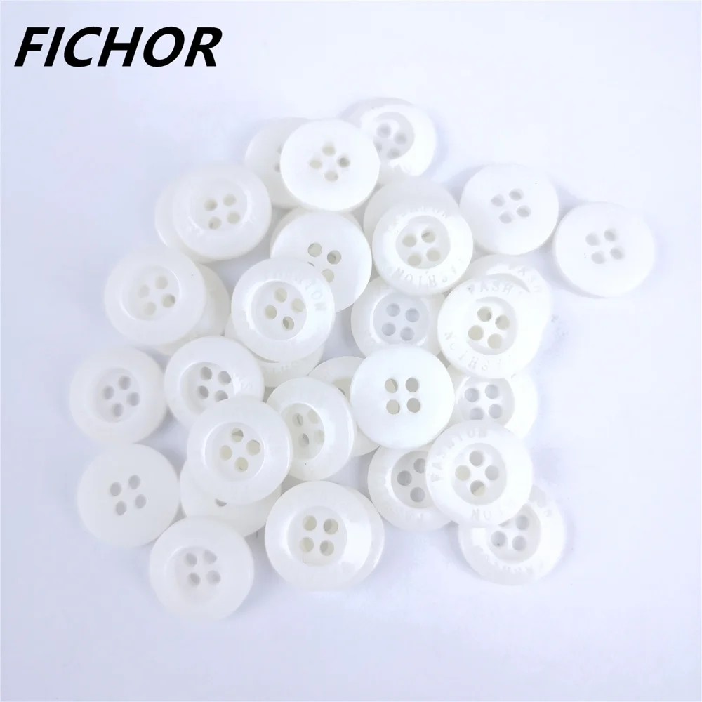 30/50pcs 12.5mm 4 Hole White Resin Sewing Buttons Cute Solid Color Round Shape Button for Baby Kids Clothes DIY Accessories