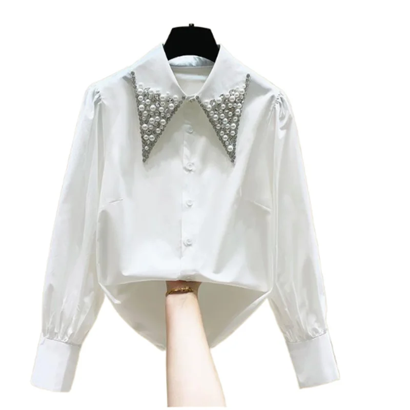 Women's White Shirts Office Lady Long Sleeves Classic Tops 2024 New Autumn Spring Original Clothing Blouse for Woman