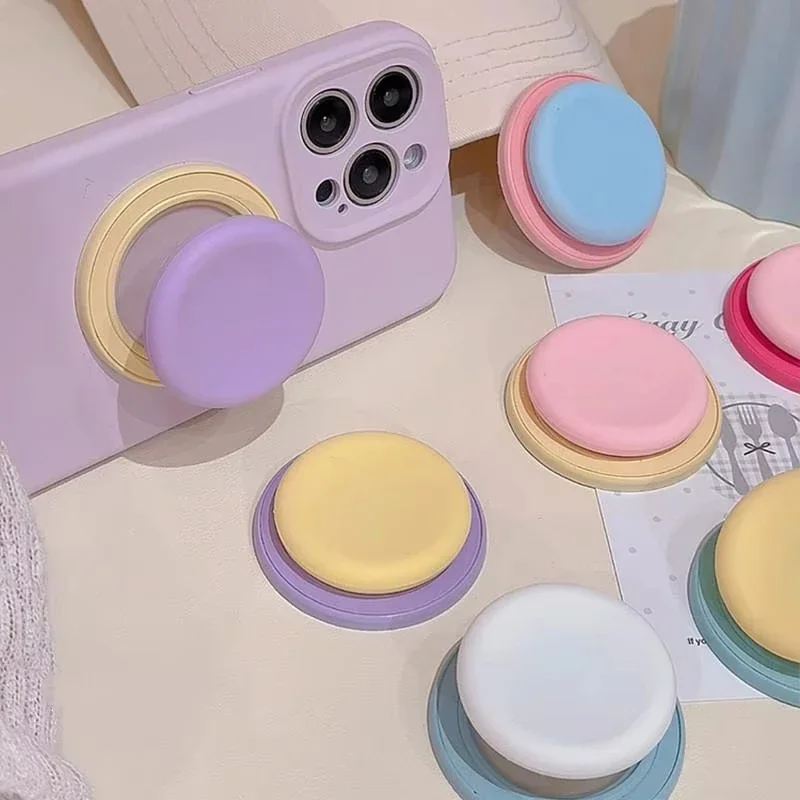

Симпатичный силиконовый круглый магнитный держатель Macaron, ручка Tok Griptok, подставка для телефона, поддержка iPhone 15, Pad Magsafe Smart Tok