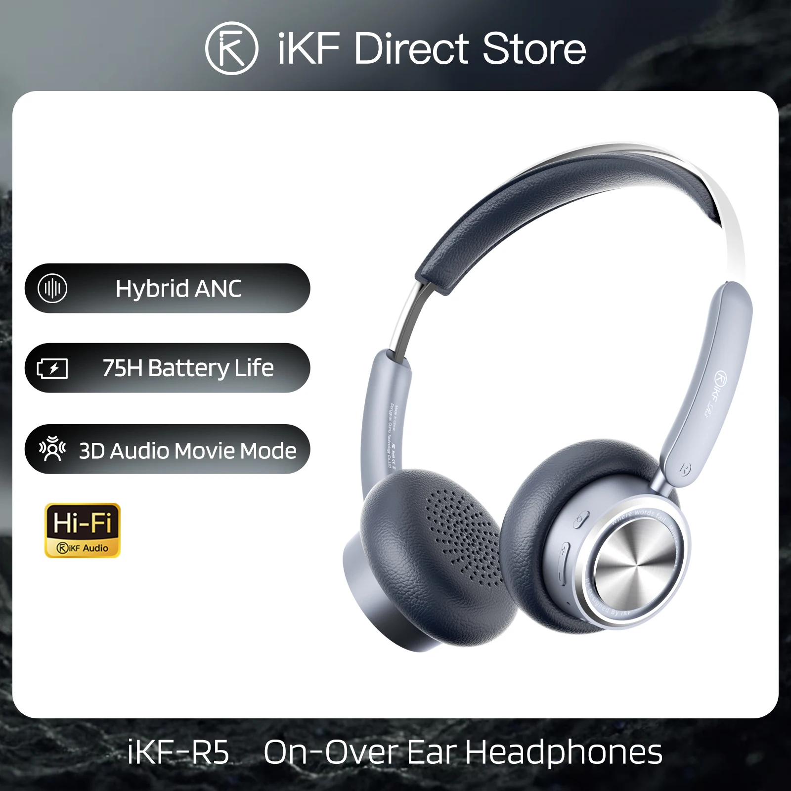 

iKF-R5 Metal Vintage Hybrid ANC Wireless Headphones Bluetooth 5.4 HiFi 3D Audio ENC Clear Call 75H Playtime Supports Dual-device