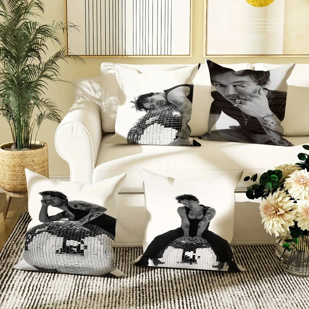 

Popular British male singer H-Harry S-Styles Pillow Case Cover Square room Sofa with for Home Use Plush Cute Cushion