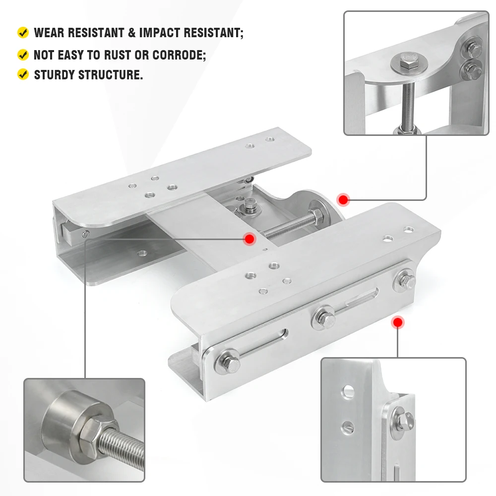 Placa de gato Placa de conector manual Plata Placa de conector de motor fueraborda ajustable de 4 "para sistema de dirección de barco