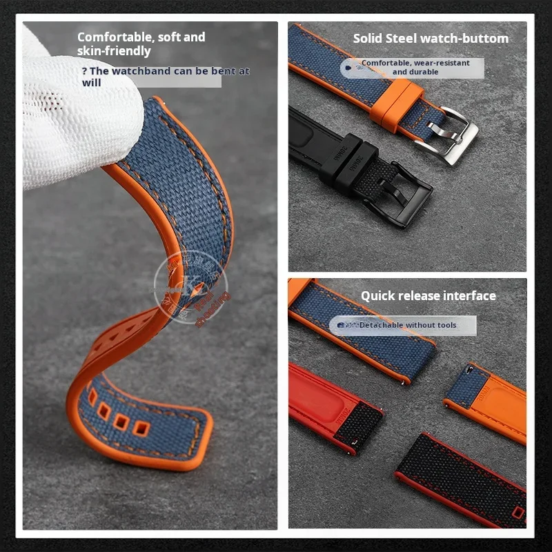 22mm 24mm Waterproof soft watchband For Breitling Avenger Blackbird Professional Endurance Super Ocean Series rubber watch strap view 3