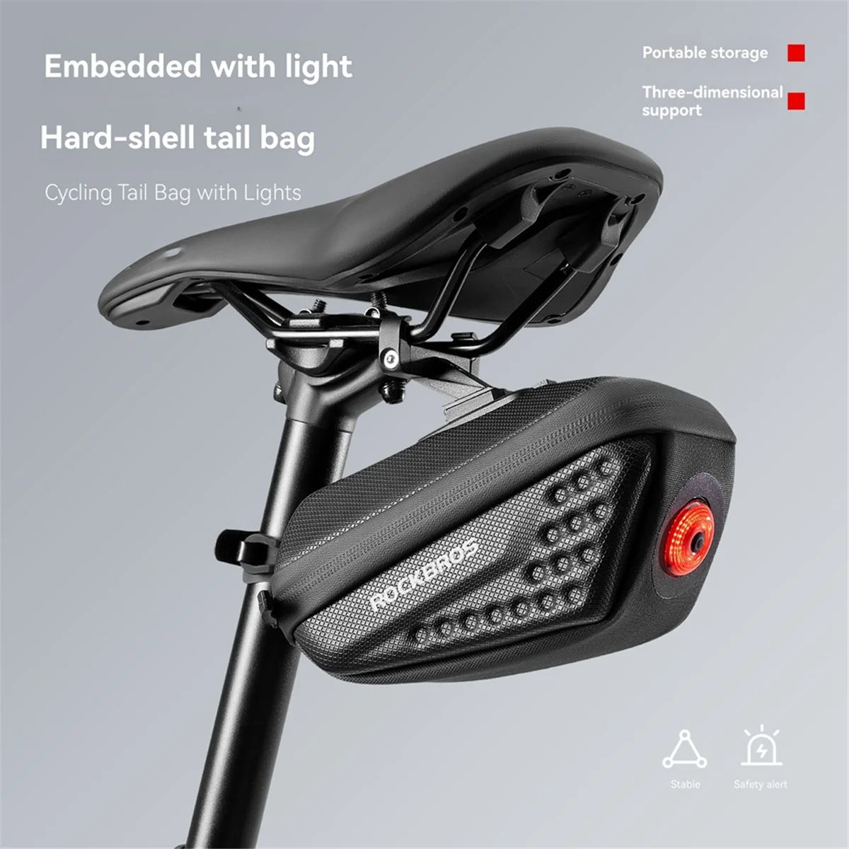 

Waterproof Bicycle Saddle Bag with Integrated 5-Mode Taillight High Visibility Cycling Storage Bag Bike Accessories