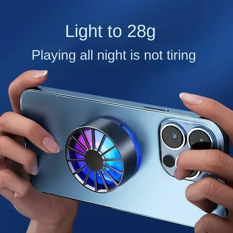 Phone Radiator RGB Light Air-cooled Light Weight Magnetic Low Noise Cooling Fan for Phone Tablet PUGB Genshin Game Fast Cooling