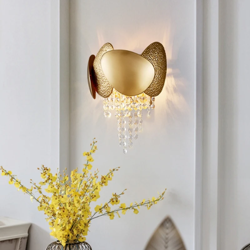 

Living Room Crystal Wall Light Vintage Creative Luxury Sconce Wall Lamp For Bedroom Bedside Hallway Aisle Indoor Decor Lighting