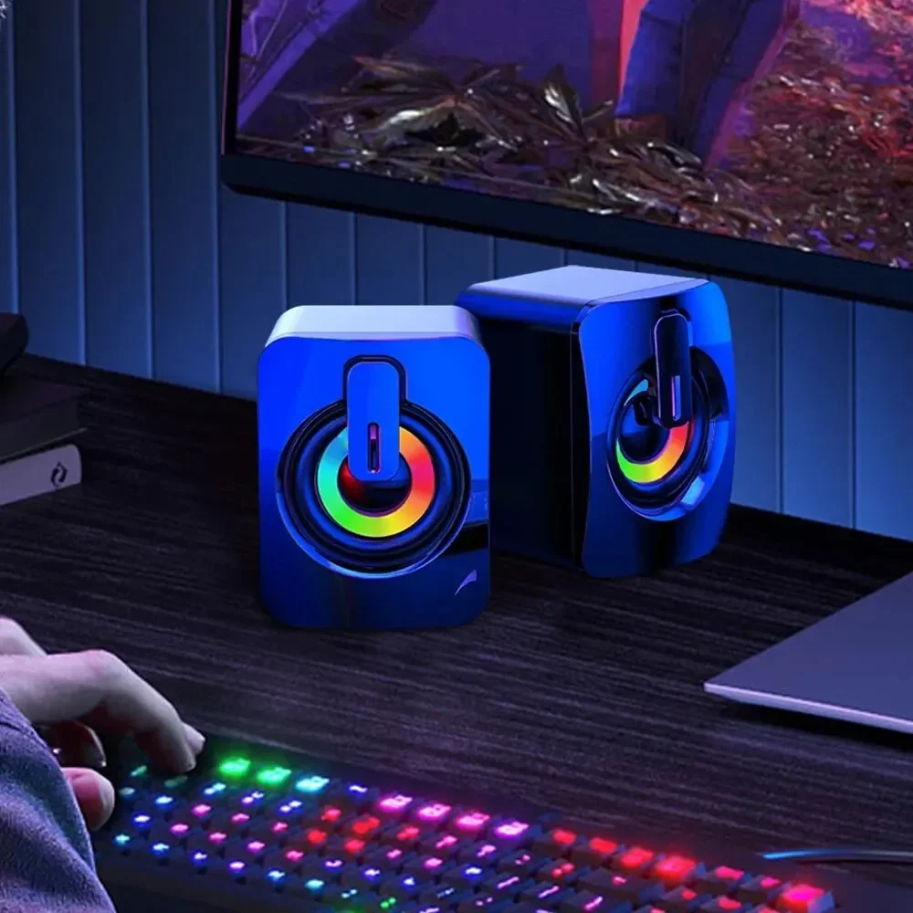 Computer Speakers PC Sound Box HIFI Microphone Stereo USB Wired Caixa De Som with LED Light For Desktop Computer