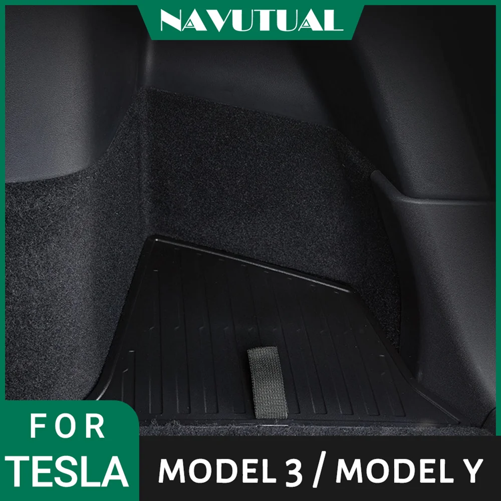 

For Tesla Model 3 Y Car Trunk Side Storage Box Hollow Cover Organizer Flocking Mat Partition Board Stowing Tidying