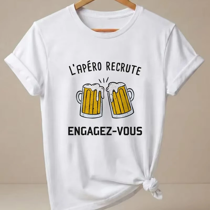 Sommer Ricard Grafik-T-Shirts für Damen und Herren, lässiges Rundhals-Kurzarm-T-Shirt, weiches, atmungsaktives, bedrucktes T-Shirt für Damen, T-Shirts, Tops