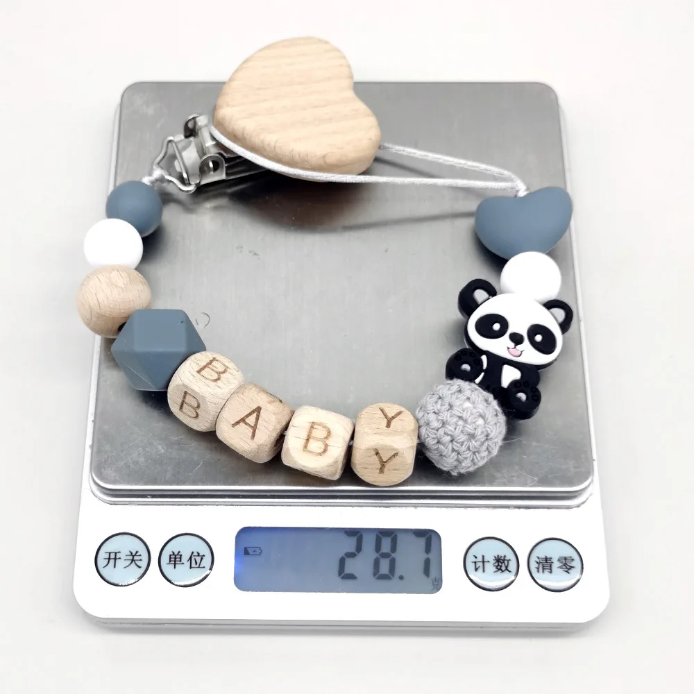 木製のパーソナライズされたベビーおしゃぶりチェーン、かわいい動物デザインのおしゃぶりクリップ、赤ちゃん用 - 安全なおしゃぶりホルダー