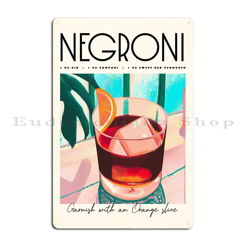 Iconic Negroni Cocktail Metal Plaque Poster Living Room Create Cinema Garage Club Tin Sign Poster