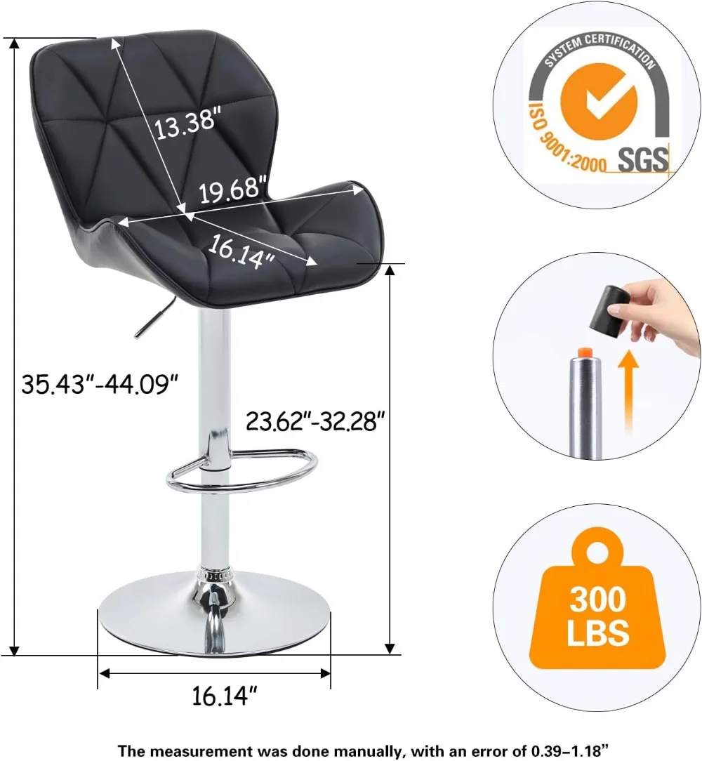 Verstellbare Barhocker mit Shell-Rücken 2er-Set, moderne Barhocker aus PU-Leder mit Barhocker und Fuß stütze