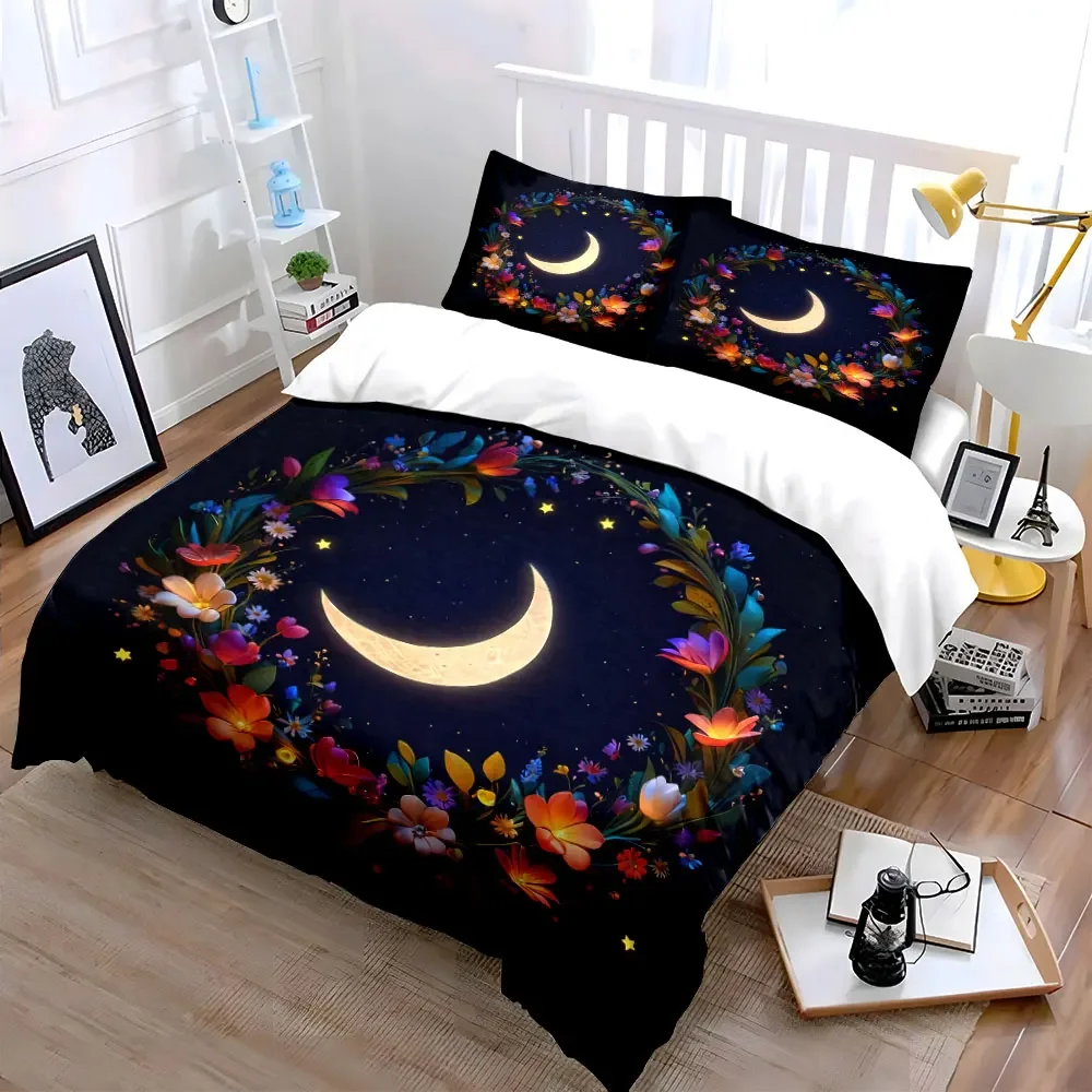

"Floral Moonlight Decor Set" Soft Comfortable Duvet Cover Bedding Set Included 1*Duvet Cover & 2*Pillowcases, gift