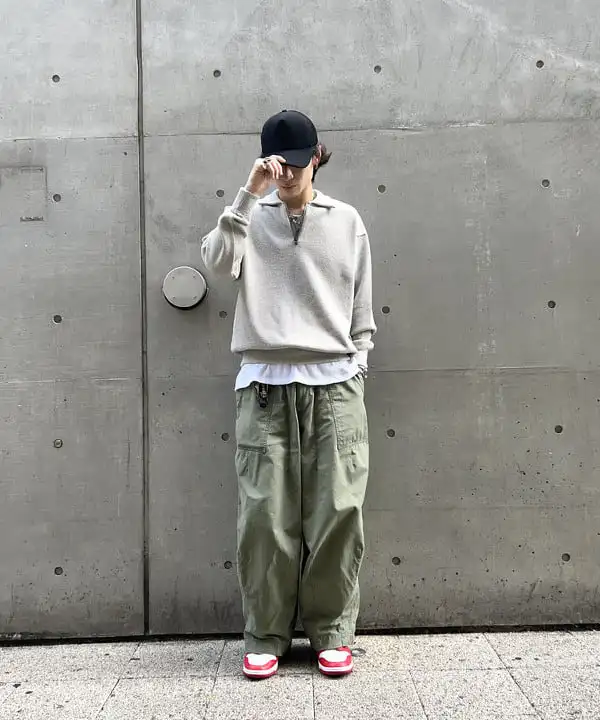 BE@MS 25SS washed splicing retro loose tooling casual pants