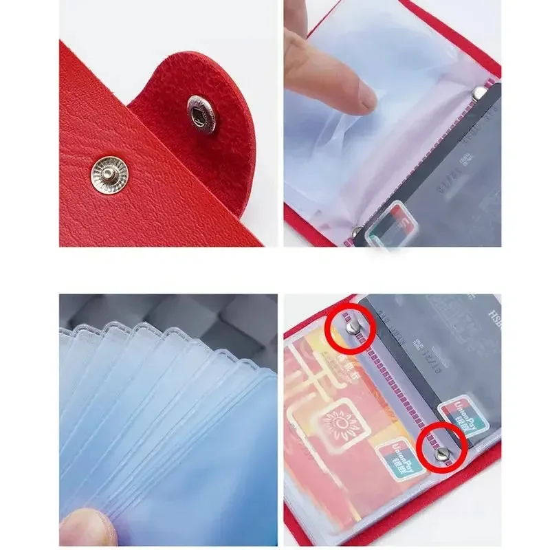 1/2 قطعة 24bi بولي Leather حامل بطاقة جلدية سعة كبيرة منظم بطاقات الائتمان معرف الأعمال النقدية تخزين المحفظة بطاقة حافظة جيب الحقيبة