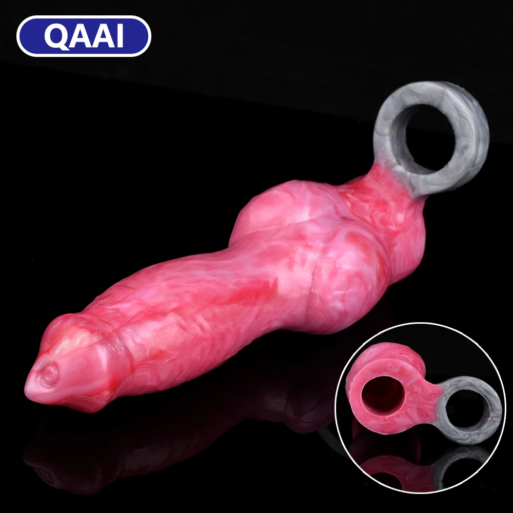 

QAAI Penis Sleeve Enlargement Simulation Animal Dog Knot Adult Male Sex Toys Cock Extender Delay Ejaculation Silicone Holster