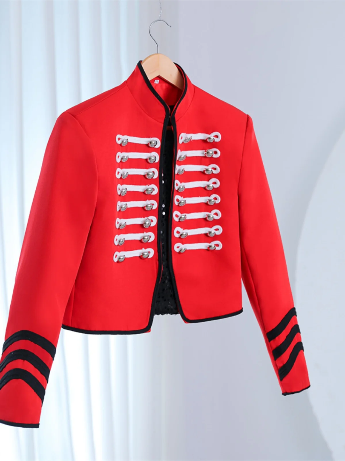 Short Suit For Men Women Stand Up Collar Cloth Buckle Casual Coat Singer Dancer Stage Performance Dress Host Performance Coat