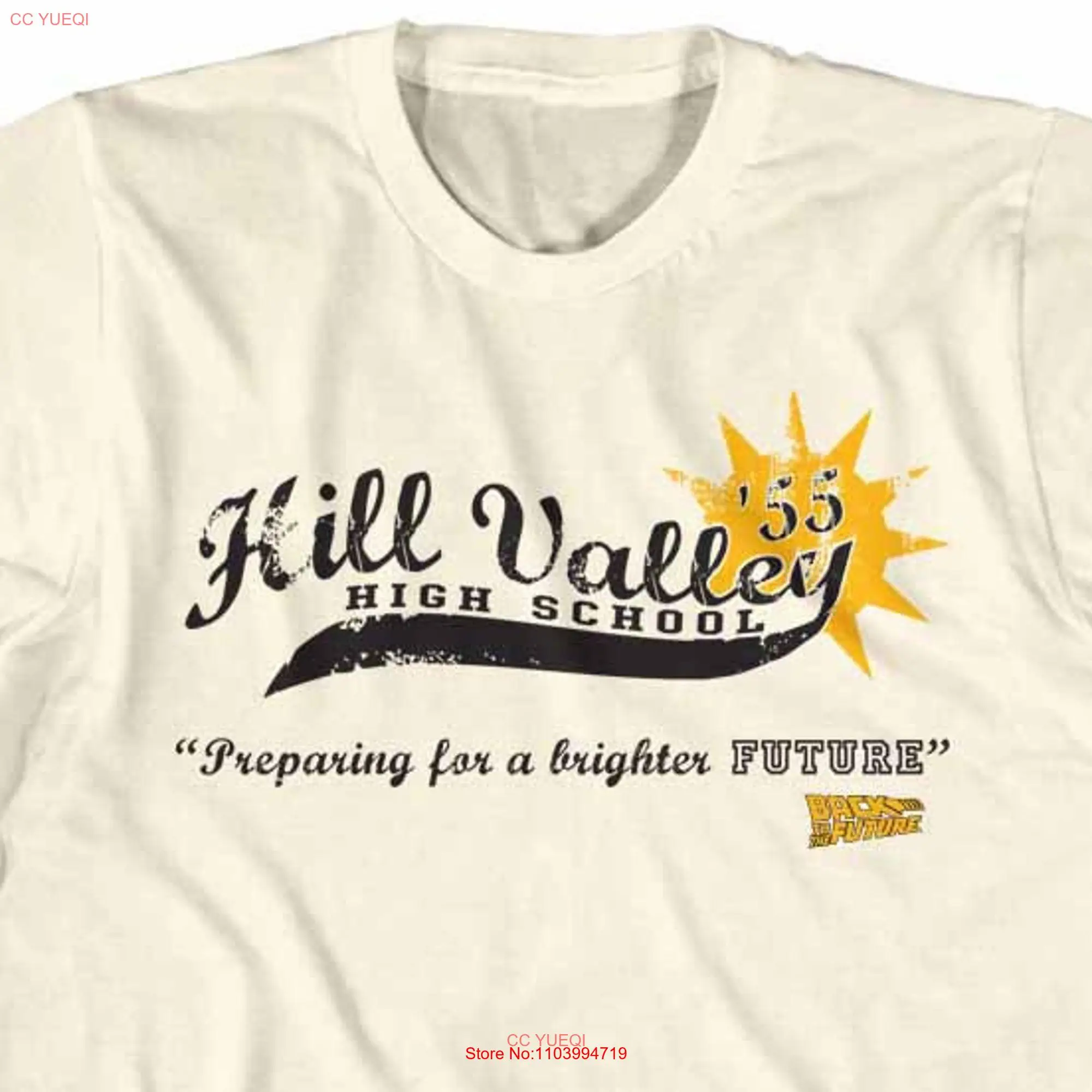 Back To The Future Hill Valley High School '55 Natural T Shirt long or short sleeves