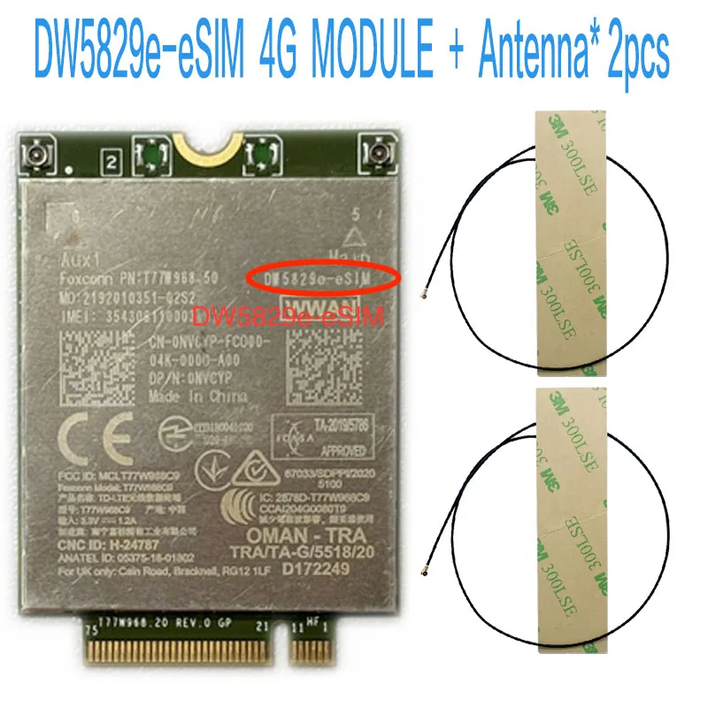 T77W968 DW5829e LTE Cat16 4G Module WWAN Latitude 5420 5424 7424 USB 4G module 7400 2-in-1 7600 7310 7400 7410 7540  DW5829e SIM