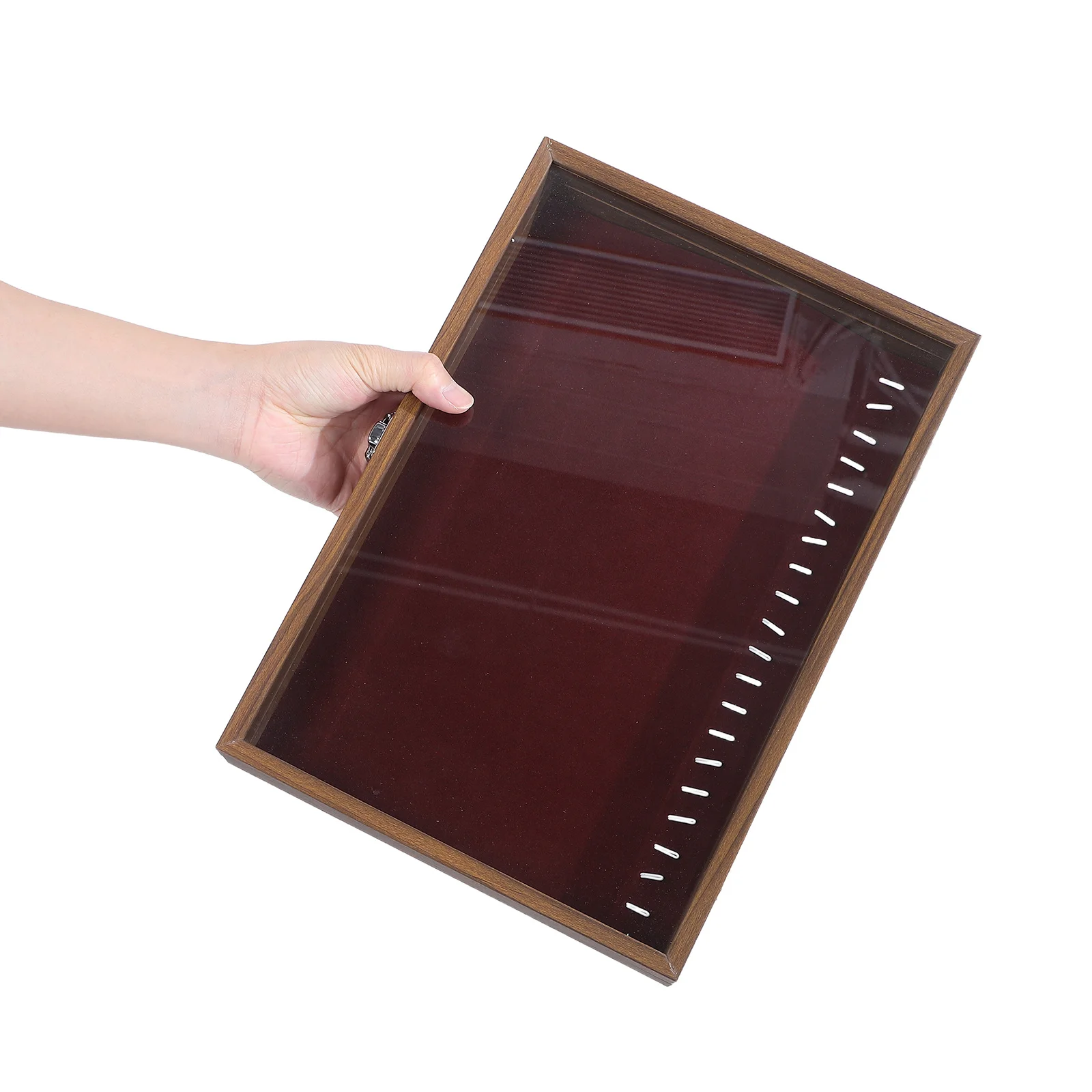 Wood Necklace Box Clear Window Jewelry Organizer Earrings Case Lint Liner Portable Travel Storage Wood Necklace Box