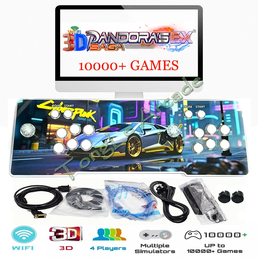 

Игровая консоль Pandora's Box EX2, 3D WiFi аркадный автомат, 10000 игр, S812, без задержки, джойстик с 6 кнопками, контроллеры для 2 игроков