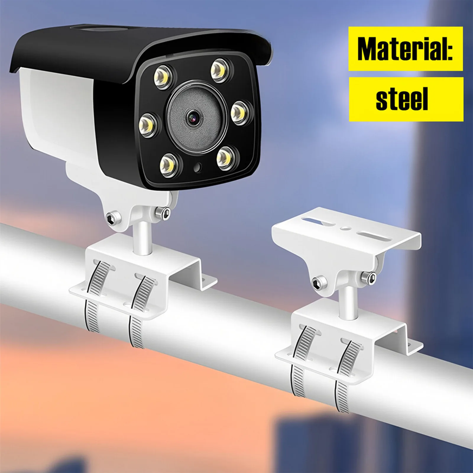 Metal Camera Bracket Pole for Monitor Mounting Adjustable 360 Rotation 180 Tilt Support Stand for Indoor Outdoor Use White