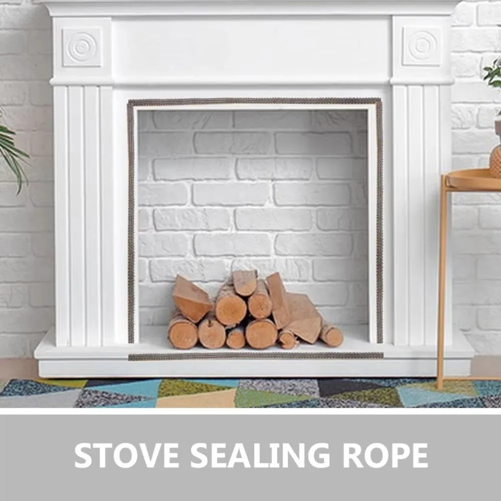 Self Adhesive Fireplace Seal Rope Heat Resistant Flat Fireplace Door Gasket Fiberglass Wood Stove Gasket Tape Pellet Stove