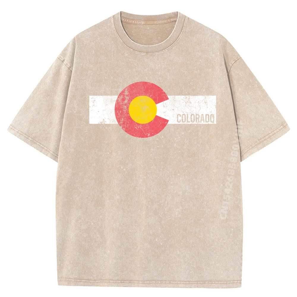 

Slogan Colorado Flag Vintage Style Retro Women's T-shirt Man Discount Tops & Tees Graphic Luxury Designer Tops Washed Tees
