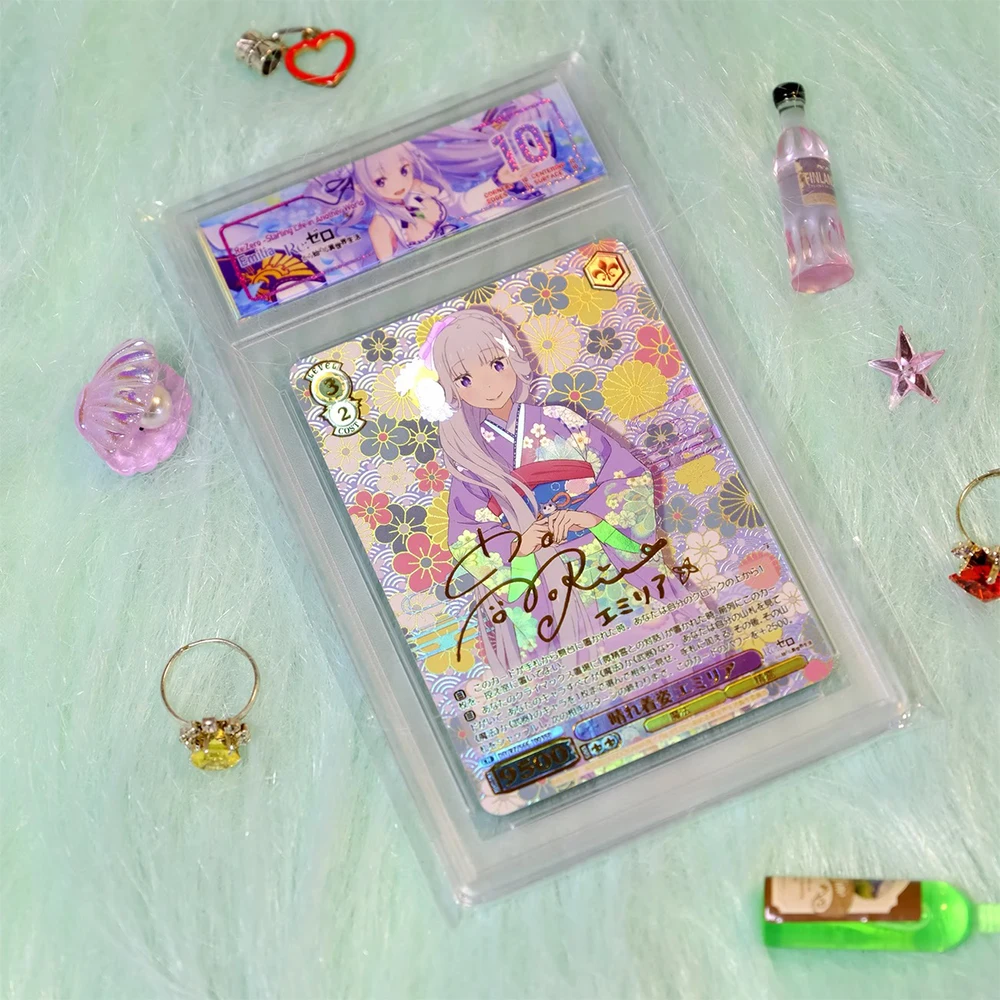 Re:ZERO Anime characters Caiyue Pleiades Amelia Rem Bronzing Red fold Game toys DIY Collection card Christmas birthday gift