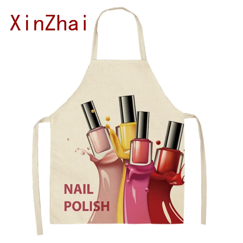 Nail Polish Lipstick Apron Kitchen Linen Aprons Bibs Cleaning for Aprons for Women Home Cooking Accessories Apron фартук Mandil