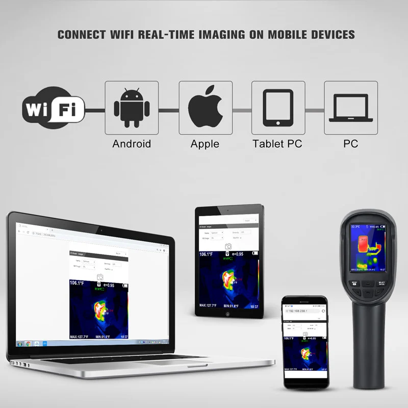 A-BF Infrared Thermal Imager HT-06 WiFi Industrial Floor Heating PCB Circuit Detection 256X192 IR Thermal Imaging Camera