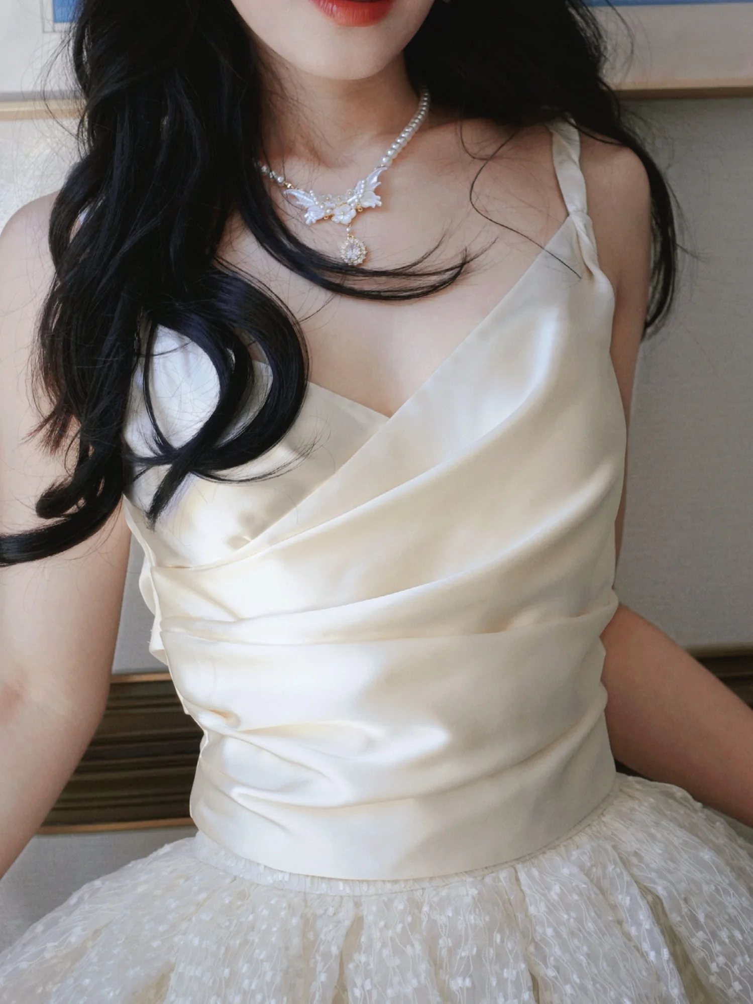 

TIIANNTIAAN Odette Summer New Sle Cr Color Faionable Set Gentle Ele Slimming High-End Feeling Polyester Fiber Zipper