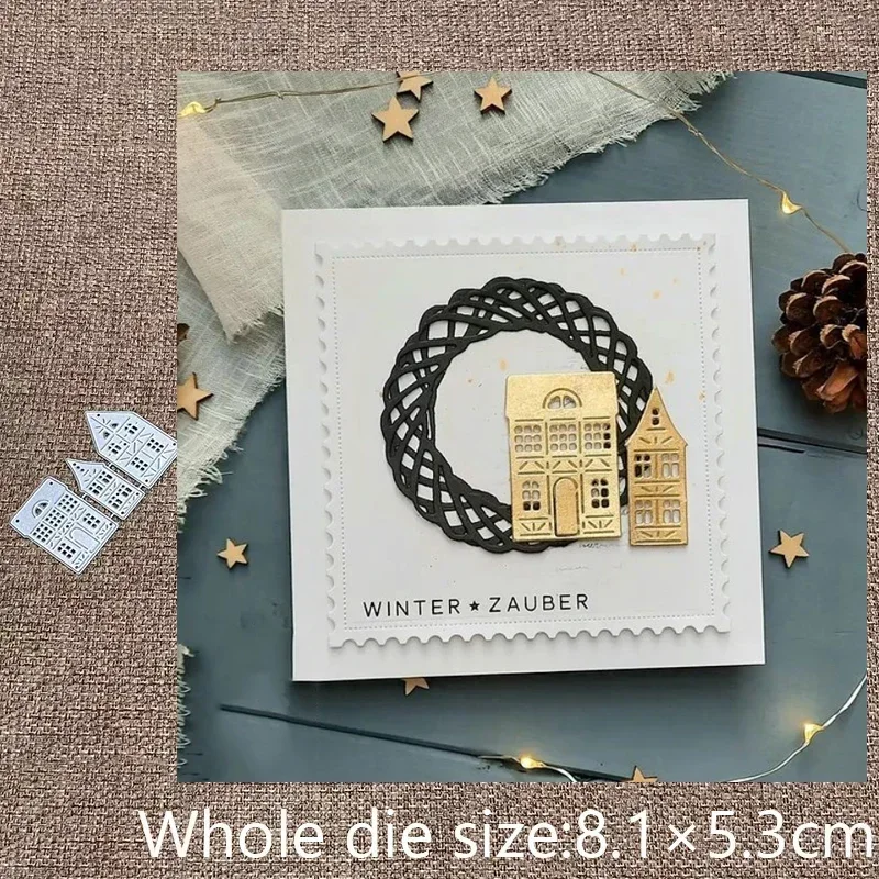 

XLDesign Craft Metal stencil mold Cutting Dies 3pcs houses decoration scrapbook die cuts Album Paper Card Craft Embossing