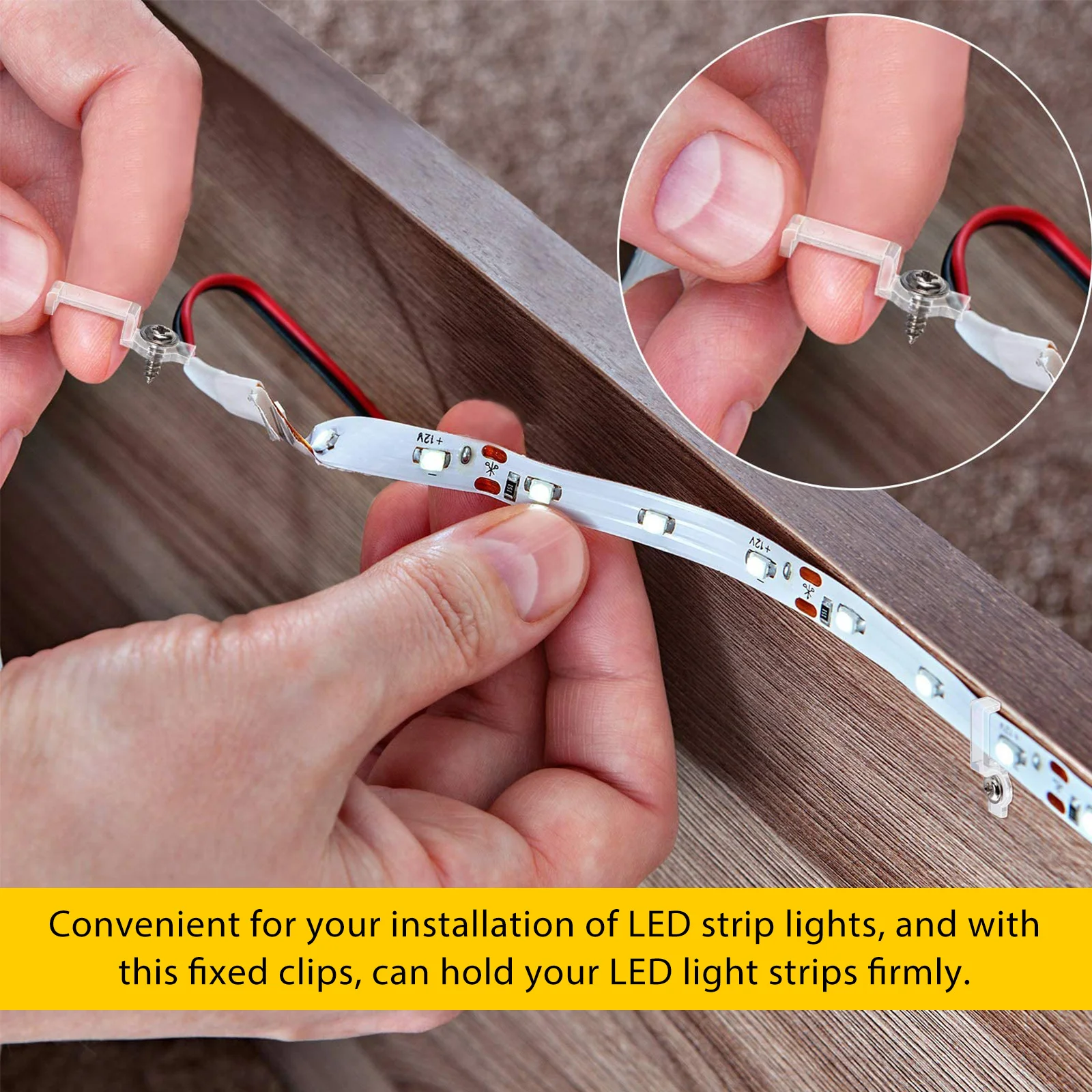 

100Pcs LED Strip Light Clips High Quality ABS Plastic Fixed Clips Secure Fasteners for LED Lights Strip Mounting