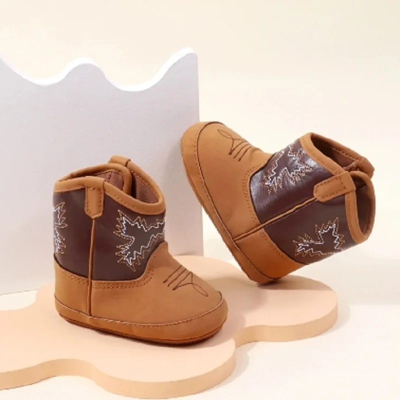 Fashionable New Baby Little Boots Cute High Quality Soft PU Anti slip Sole Spring and Autumn 0-18M Newborn Walking Shoes