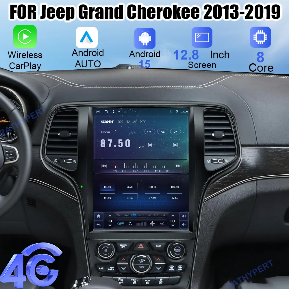 

Android 15 12.8" For Jeep Grand Cherokee 2013-2019 Multimedia Player Car Radio Auto Screen Wireless Carplay Stereo BT GPS 4G DSP