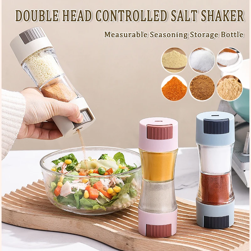 

Double Head seasoning jar Kitchen Gadget plastic Salt Sugar Spice Bottle Container Seasoning Tank Organizer pepper shaker