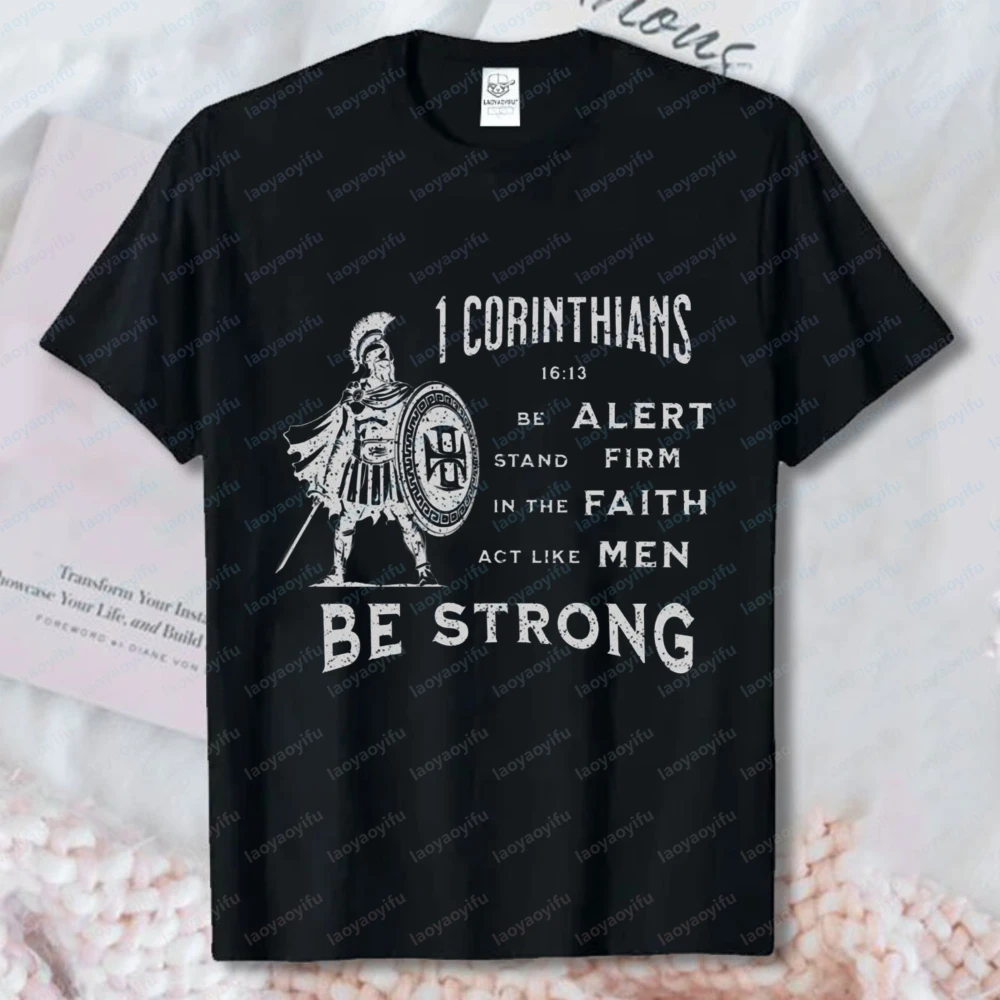 Camiseta Baseada na Fé de 1 Corinthians, Camiseta de Algodão Masculina, Camiseta Cristã com Versículos Bíblicos, Roupa Religiosa, Camiseta Masculina
