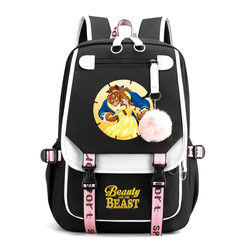 

Disney Beauty and the Beast School Bag for Boys Girls USB Charging Laptop Backpacks Women Men Rucksack Travel Bag Mochila