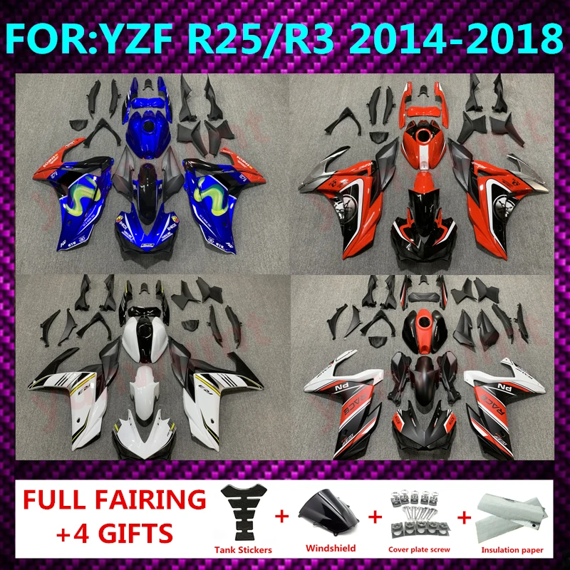 

New ABS Motorcycle Accessories For Fit YAMAHA YZF R3 R25 2015 2016 2017 2018 Fairings Kit Bodywork Shell Custom fairing zxmt