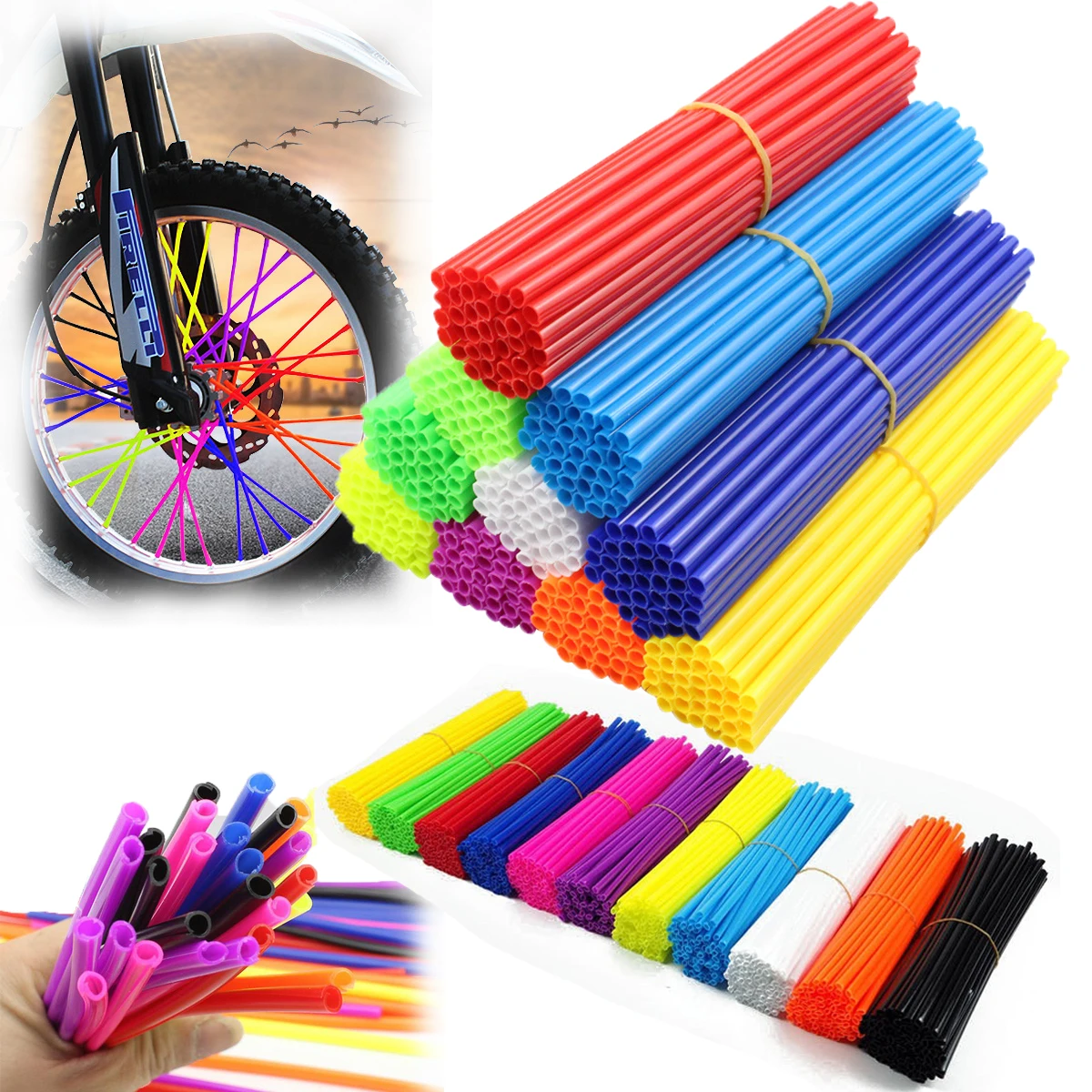 72 PCS Pink Spoke Skins Spoke Covers Trim Wrap Cover Decoration Protector Pipe Motorcycle Motocross Pit Dirt Bike